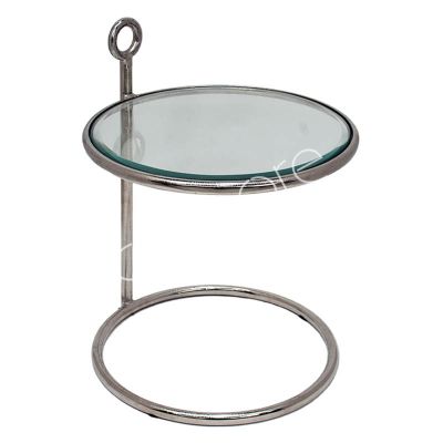 Side table w/glass ALU RAW/NI 48x46x69