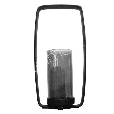 Lantern w/black luster seed glass ALU RAW/BLACK 11x20x40