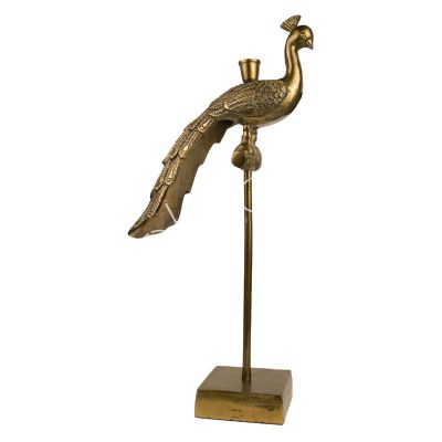 Candle holder peacock ALU RAW/GOLD 27x13x58