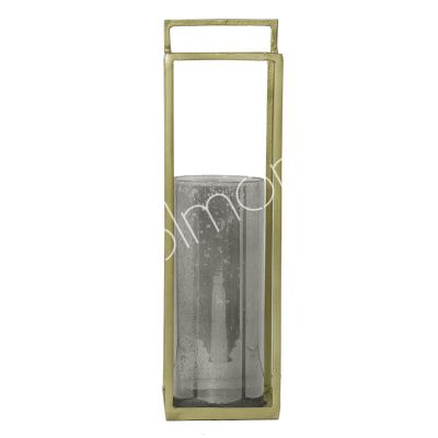 Lantern w/smoke glass ALU RAW/NEW BRONZE 19x19x65