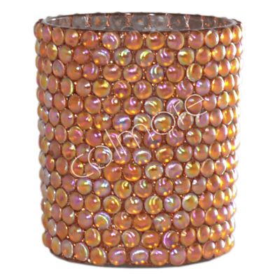 Votive multi color beads glass 11x11x12