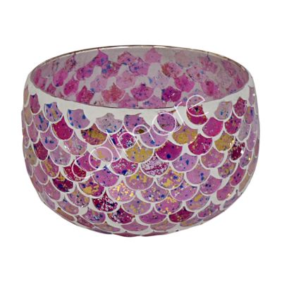 Votive multi pink mosaic glass 16x16x10