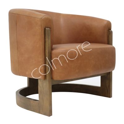 Dining chair Anissa dark brown leather w/wood 76x76x78