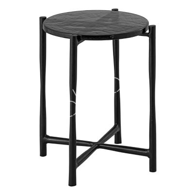 Side table round w/black glass top ALU/ANT.BLACK 40x40x49