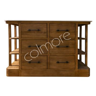 Display cabinet pine w/marble top natural 150x80x100