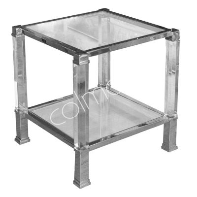 Side table glass acrylic ss/NI 50x50x50