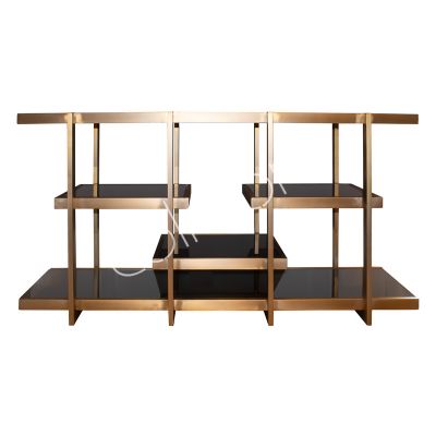 Console table frozen gold w/black glass ss 160x48x76