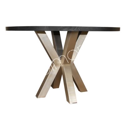 Dining table w/wooden top black ss/FROZENGOLD 123x123x75