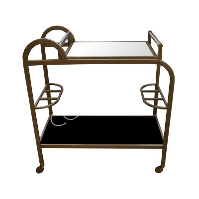 Bar cart w/black and clear glass ss-FROZENGOLD 83x45x88