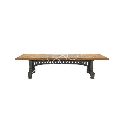 Bench reclaimed wood natural metal 220x40x46