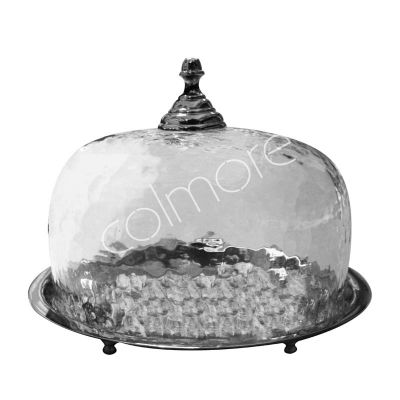 Dome w/tray oval hammered glass BR/NI 25x21x17