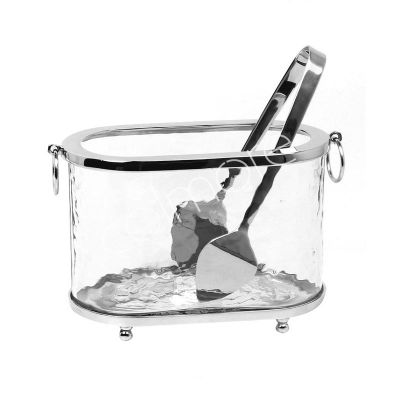 Ice bucket w/hammered glass BR/NI 21x11x14