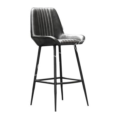 2x Bar chairs black leather iron legs 45x55x105