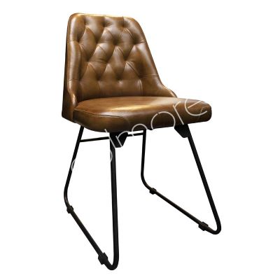 2x Dining chair leather cognac IR black legs 45x56x84