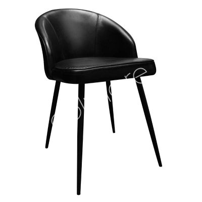 Dining chair leather black IR black legs 47x64x75