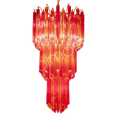 Chandelier IR/ANT.BRAss pink multi color glass 50x50x97