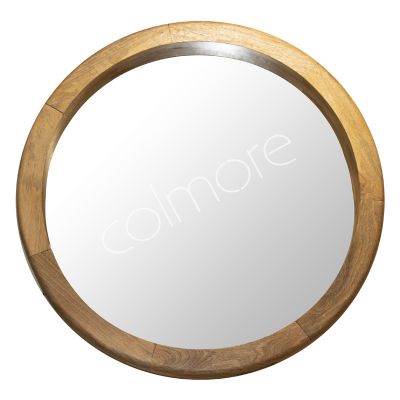 Mirror round natural mango wood 90x90