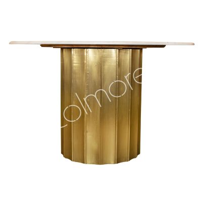 Dining table w/white marble top BRAss 121x121x76