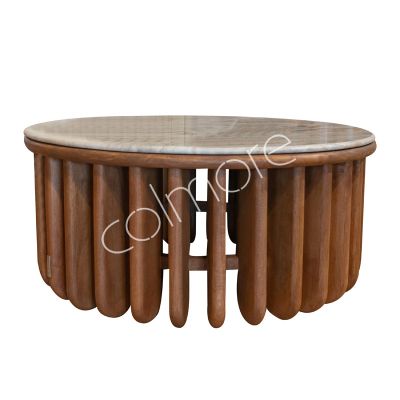 Coffee table w/marble top brown 89x89x41