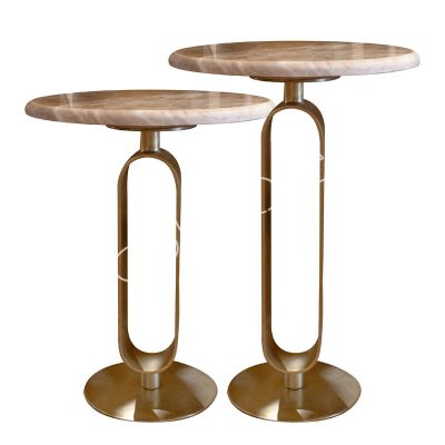 Side table SET/2 w/marble top IR/BRAss 46x46x67