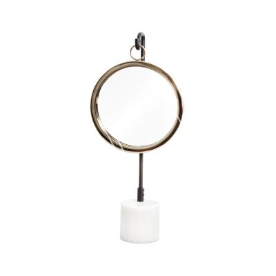 Mirror on white marble stand ANT.BRAss 16x8x39