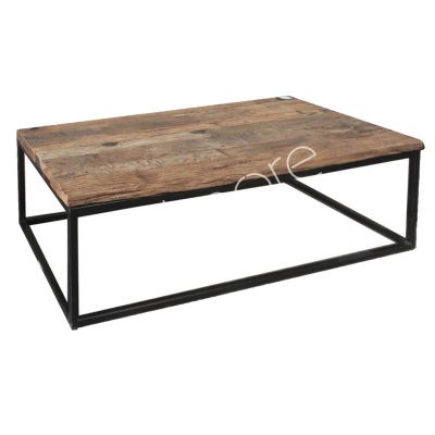 Coffee table reclaimed wood IR w/glass 140x70x45