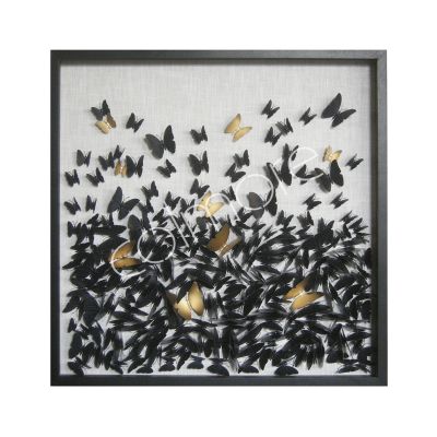 Wall decoration black/gold butterflies 90x90x6
