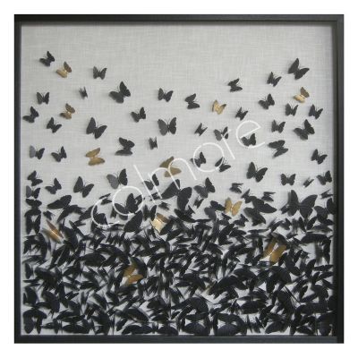 Wall decoration black/gold butterflies 120x120x6