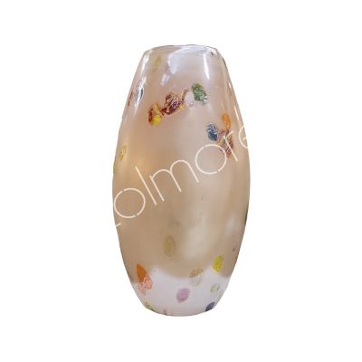 Vase handblown pearl pink/multicolor glass 17x14x31