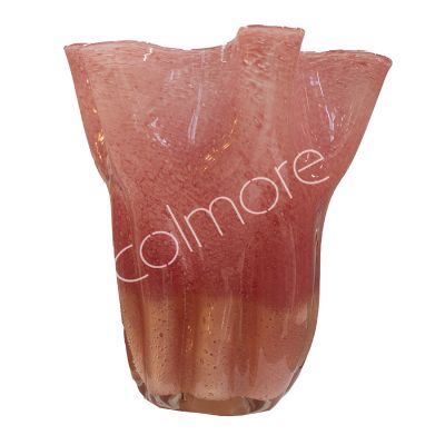 Vase handblown pink/orange glass 26x23x29