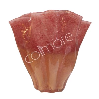 Vase handblown pink/orange glass 22x21x19