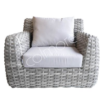 Outdoor armchair w/cushions cream ALU/PE/RATTAN 105x86x79