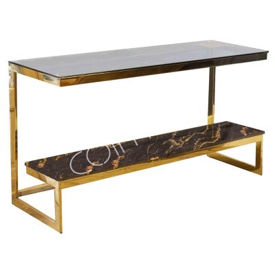 SALE Console black/gold marble look ss 140x45x76