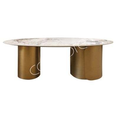 Coffee table ceramic top natural ss/FR.GOLD 130x70x45