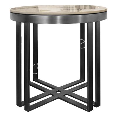 Side table ceramic top white/grey brushed ss/NI 50x50x50