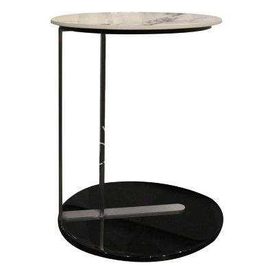 Side table ceramic top white/grey brushed ss/NI 45x45x63