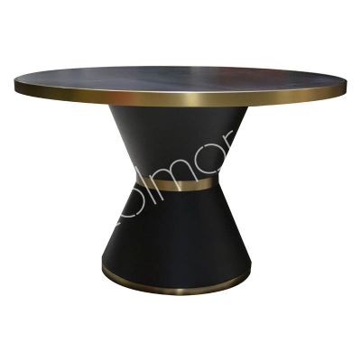 Dining table round ceramic top matt black ss/FR.GOLD 120x120