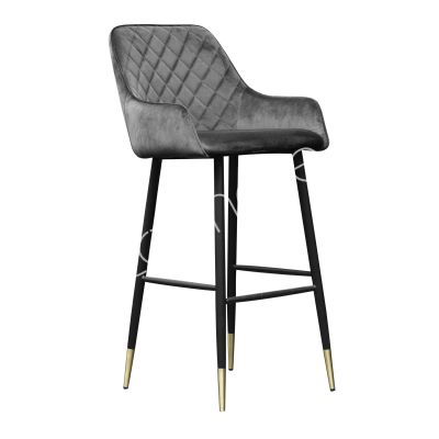 Bar chair Evelyn warm grey velvet IR black legs 56x50x105