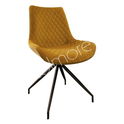 2x Dining chair swivel mustard IR black legs 57x54x89