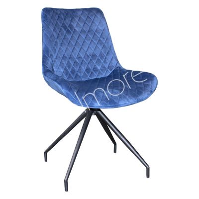 2x Dining chair swivel blue IR black legs 57x54x89