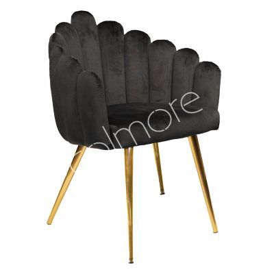 Dining chair Belle black velvet IR gold legs 64x61x84