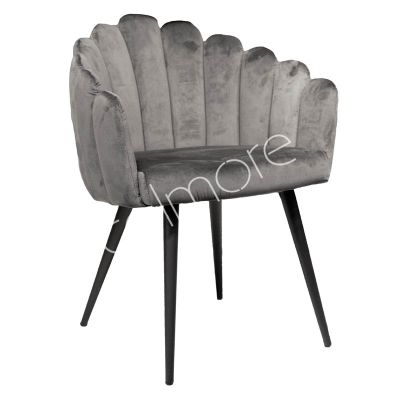 Dining chair Belle grey velvet IR black legs 64x61x84