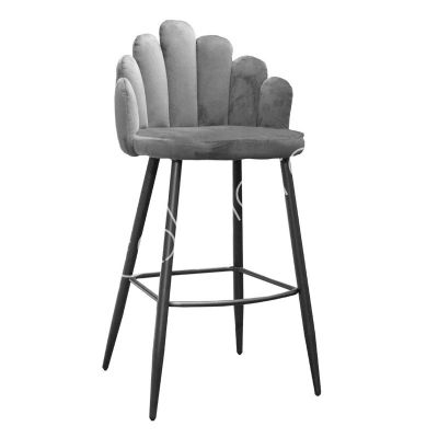 2x Bar chair Belle grey velvet IR black legs 56x56x106