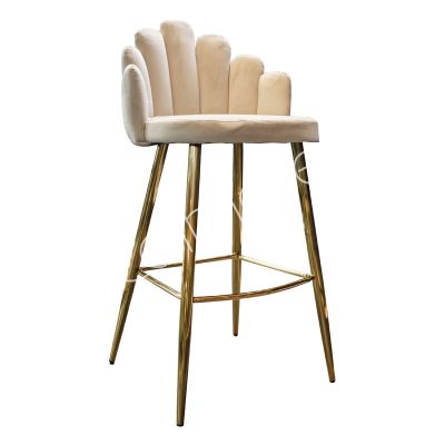 2x Bar chair Belle cream velvet IR golden legs 56x56x106