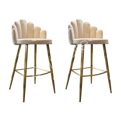 2x Bar chair Belle cream velvet IR golden legs 56x56x106