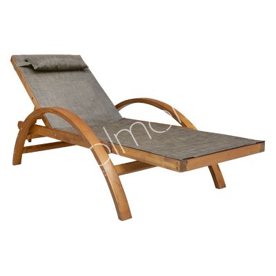 Outdoor sun bed brown TEXTILENE w/wood 170x75x70