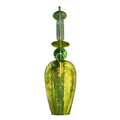 Ceiling lamp green metal/glass 18x18x160