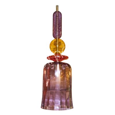 Ceiling lamp purple metal/glass 15x15x160