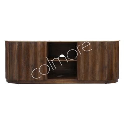 TV cabinet Monaco brown wood w/white marble top 150x40x51