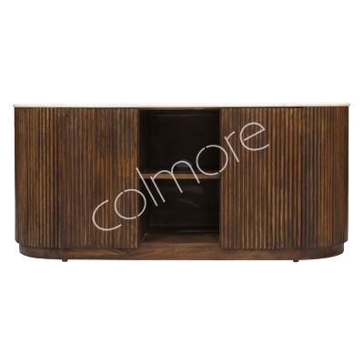 TV cabinet Monaco brown wood w/white marble top 120x40x51